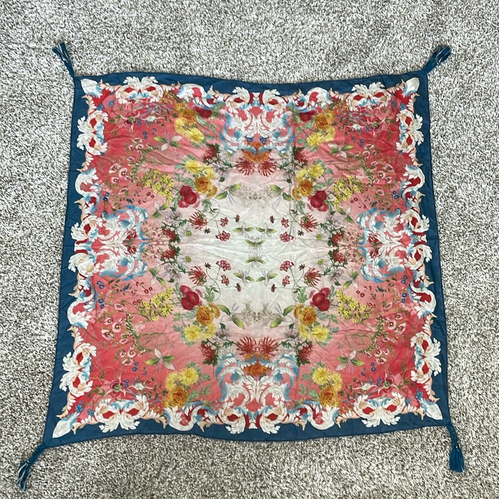 Johnny Was Floral Silk Scarf